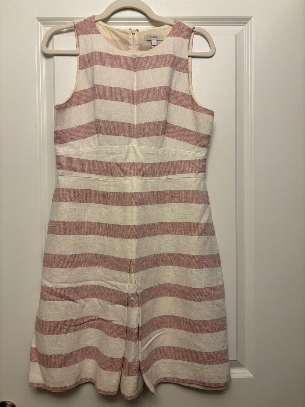J. Crew Cream and Dusty Rose Striped Sleeveless Dress